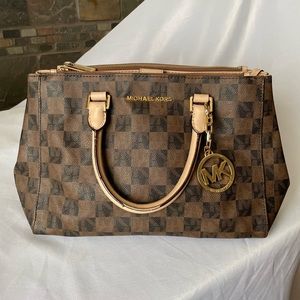Michael Kors Large Signature Checkerboard Sutton Satchel Handbag NWT